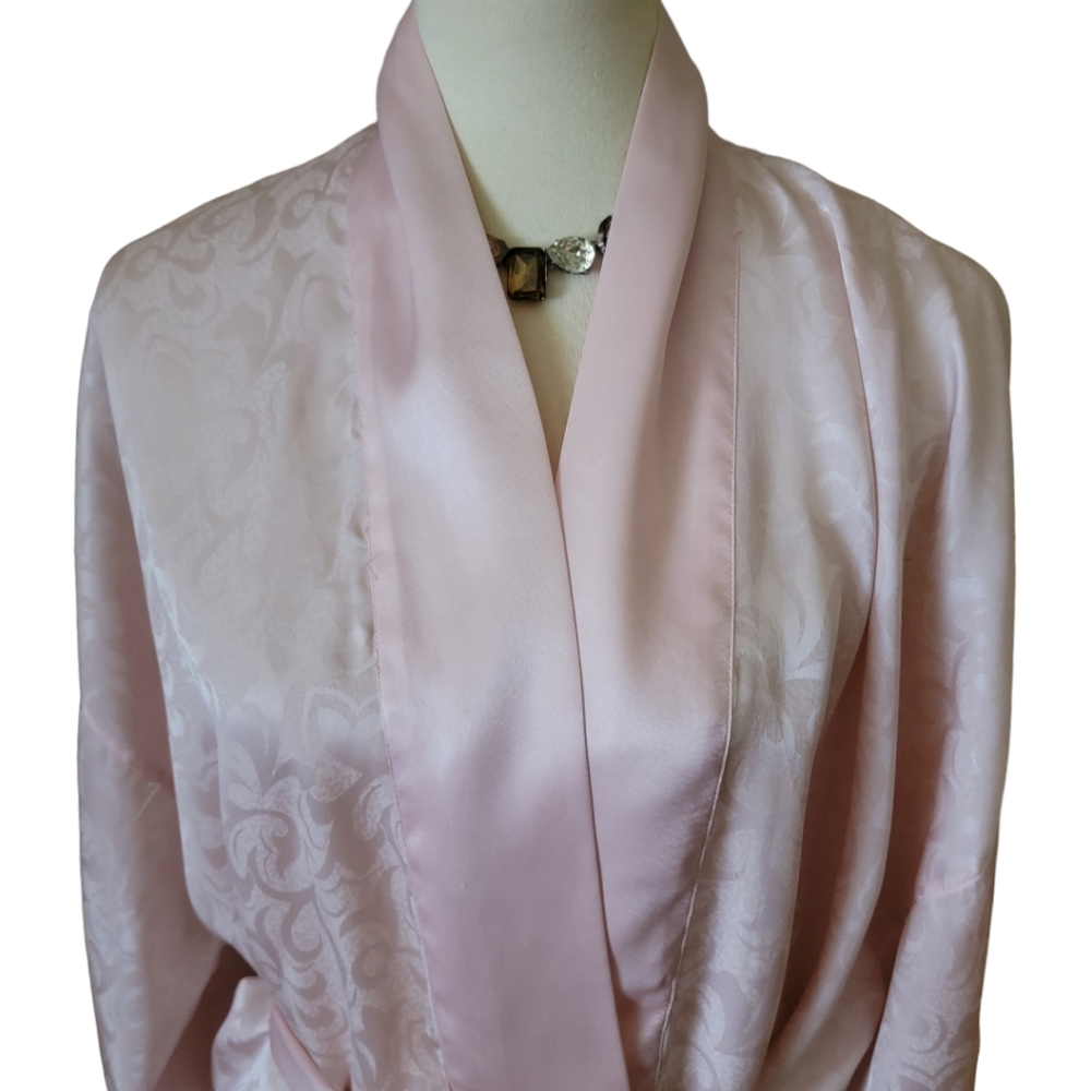 VICTORIA'S SECRET | Vintage 80's 90's Gold Label Pink TIe Front Robe - Picture 2 of 10